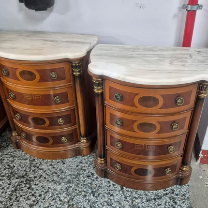 2 MESITAS DE NOCHE MÁRMOL Y MADERA