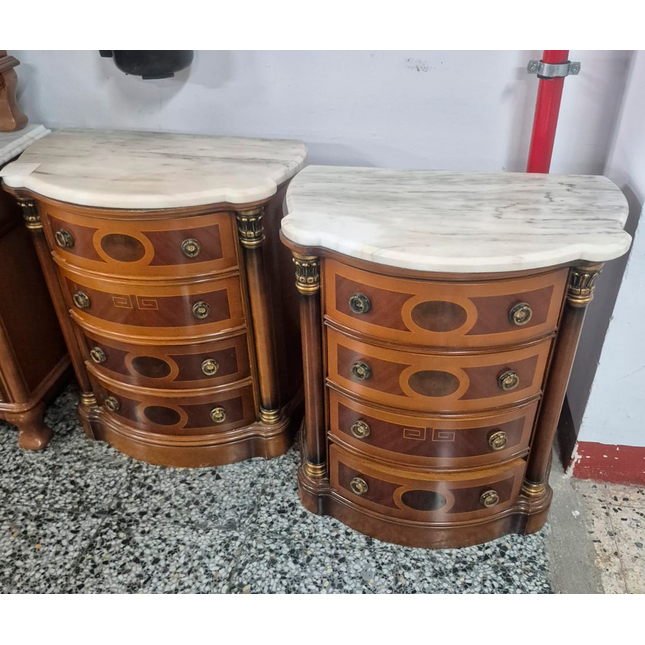 2 MESITAS DE NOCHE MÁRMOL Y MADERA