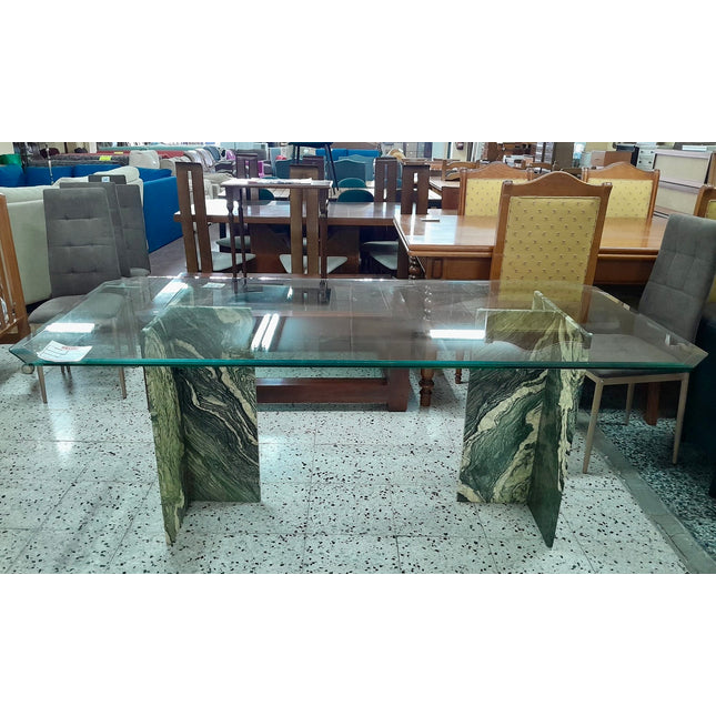 MESA DE CRISTAL Y MARMOL