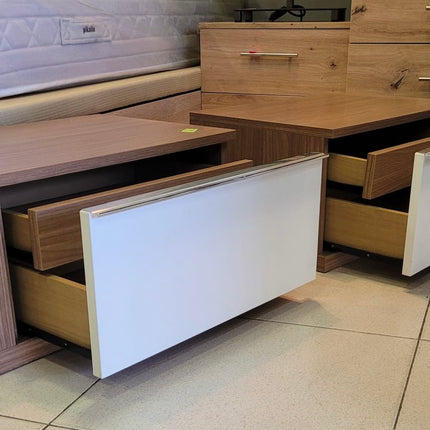 MESITAS DE NOCHE MADERA Y BLANCO