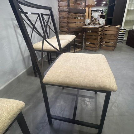 4 SILLAS METAL NEGRAS CON ASIENTO BEIGE