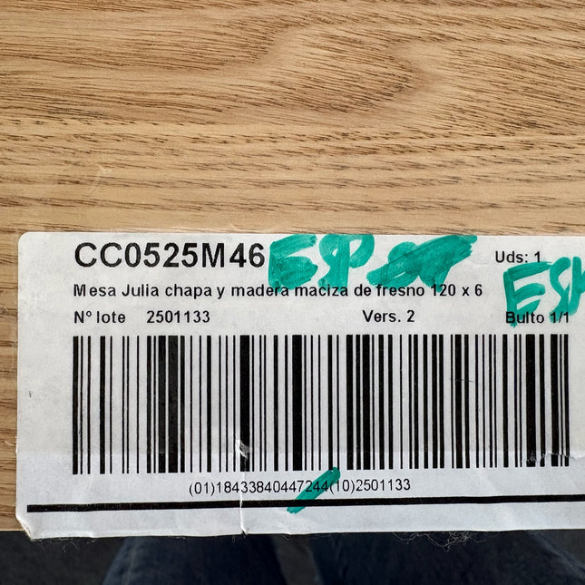 MESA JULIA CHAPA Y MADERA MACIZA DE FRESNO