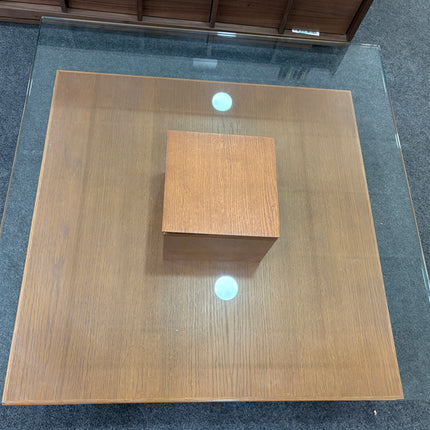 MESA DE CENTRO MADERA Y VIDRIO