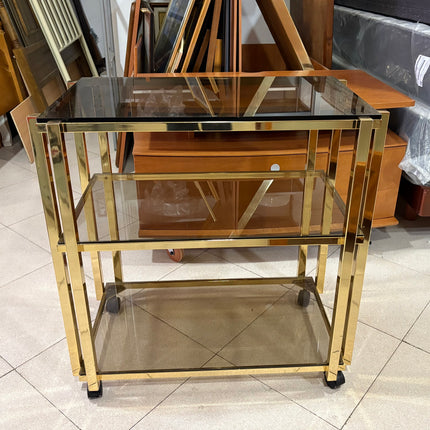 CARRITO AUXILIAR DORADO CON RUEDAS