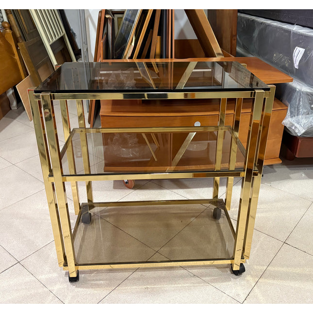 CARRITO AUXILIAR DORADO CON RUEDAS