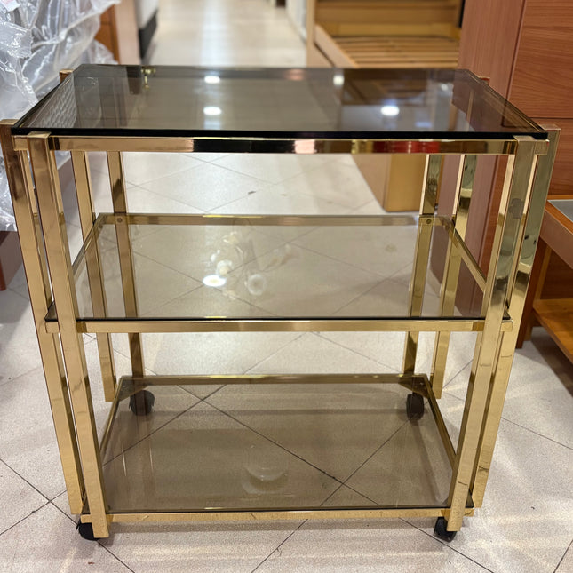 CARRITO AUXILIAR DORADO CON RUEDAS