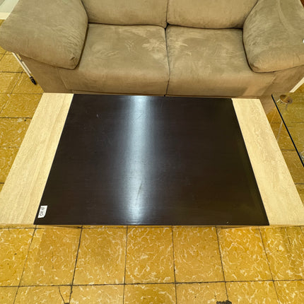 MESA DE CENTRO MADERA Y PIEDRA BEIGE/NEGRA