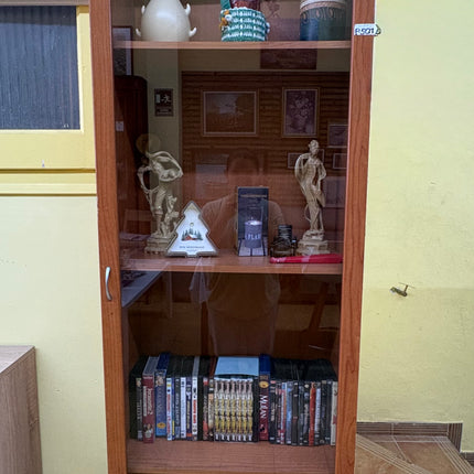 VITRINA DE MADERA CON PUERTA DE CRISTAL