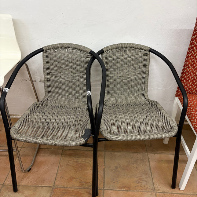 2 SILLAS EXTERIOR MIMBRE GRIS