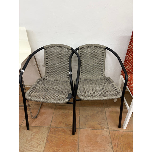 2 SILLAS EXTERIOR MIMBRE GRIS