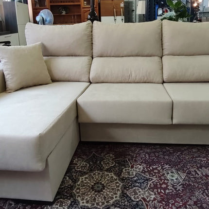 SOFÁ CHAISE LONGUE NUEVO BEIGE