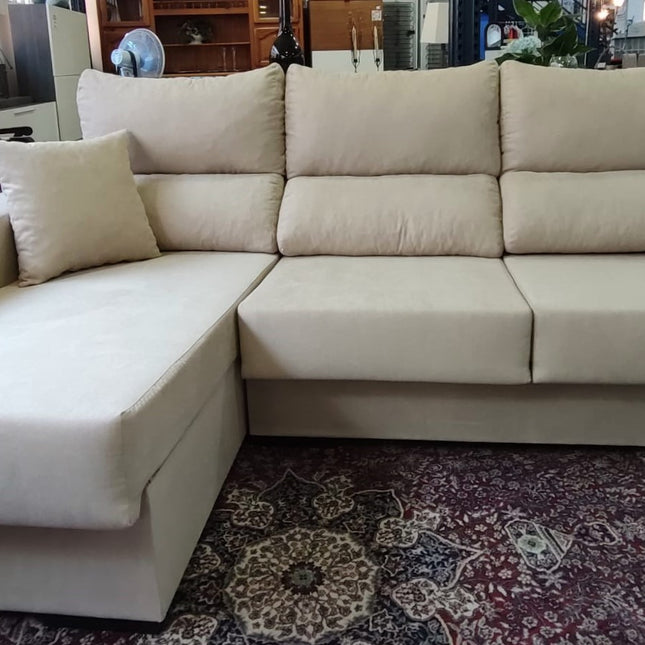 SOFÁ CHAISE LONGUE NUEVO BEIGE