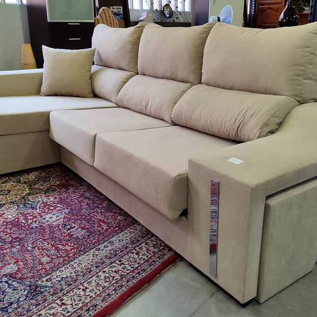 SOFÁ CHAISE LONGUE NUEVO BEIGE