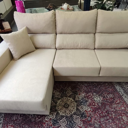 SOFÁ CHAISE LONGUE NUEVO BEIGE