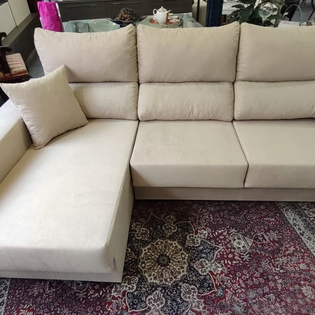 SOFÁ CHAISE LONGUE NUEVO BEIGE