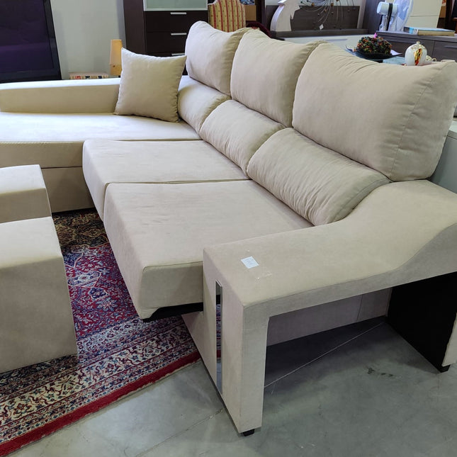 SOFÁ CHAISE LONGUE NUEVO BEIGE