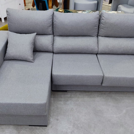 SOFÁ CHAISE LONGUE NUEVO GRIS