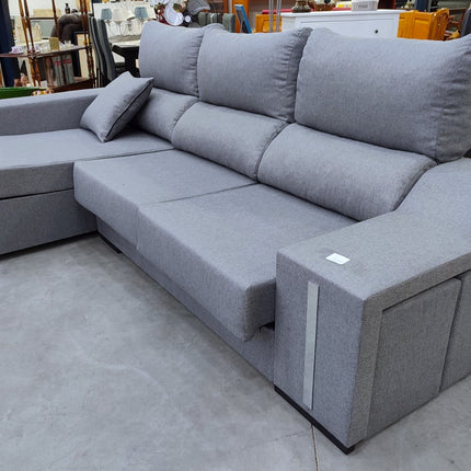 SOFÁ CHAISE LONGUE NUEVO GRIS