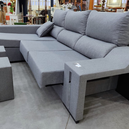 SOFÁ CHAISE LONGUE NUEVO GRIS