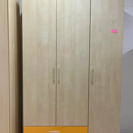 ARMARIO 3 PUERTAS CON CAJONES BEIGE/NARANJA